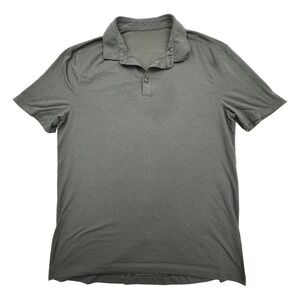 Lululemon Shirt Mens M Medium Black Evolution Short Sleeve Polo Breathable Golf